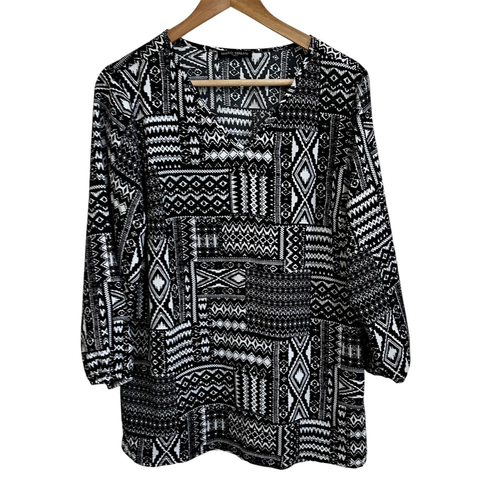 Mario Serrani Italy Tunic Dress Bohemian Print Long Sleeve Casual M/M‎